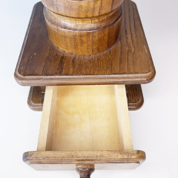 Vintage Coffee Grinder Mill Top Load Hand Crank Brown Wood Black Metal - Picture 5 of 5